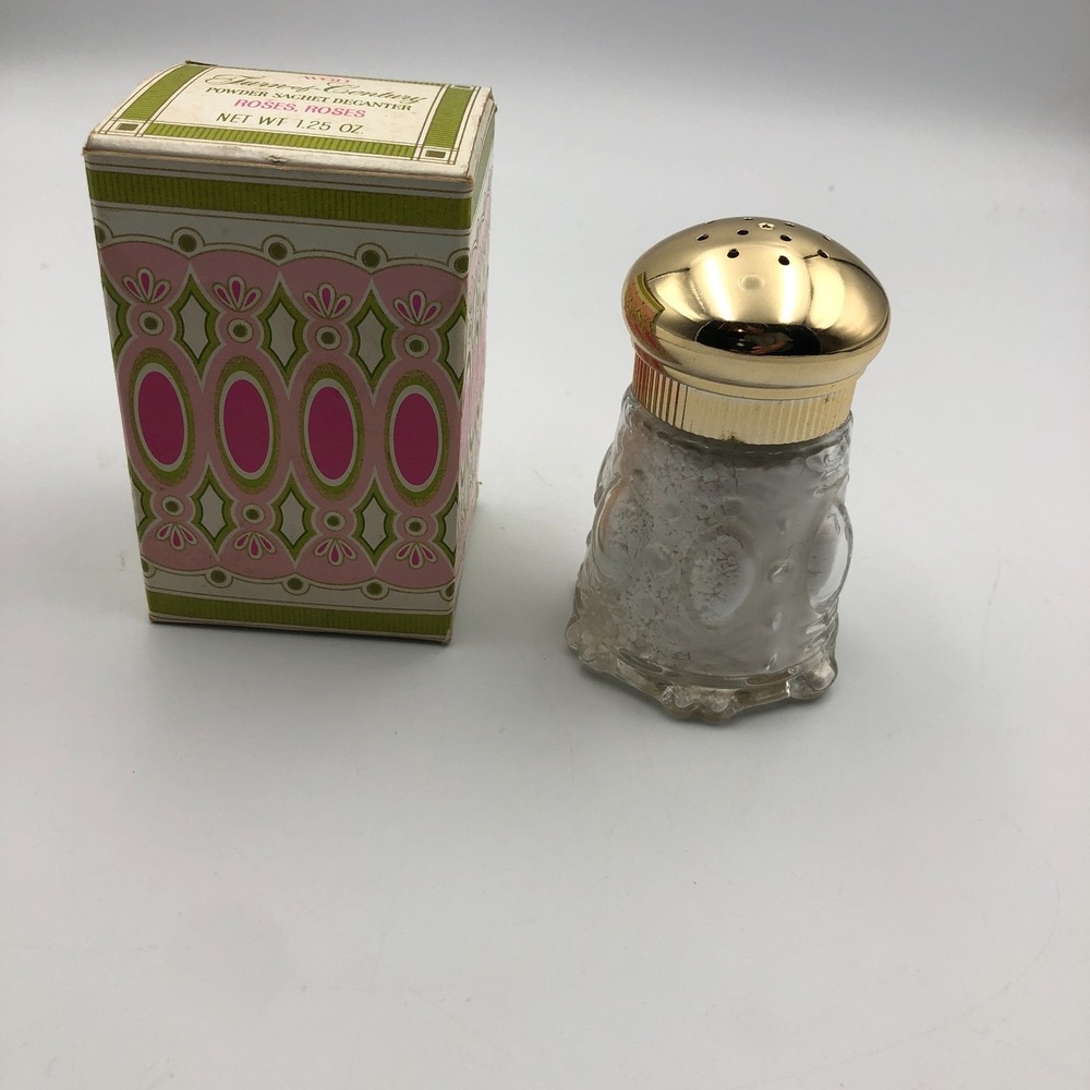 Avon Turn of the Century Powder Sachet Decanter Roses, Roses NEW Vintage NIB VTG